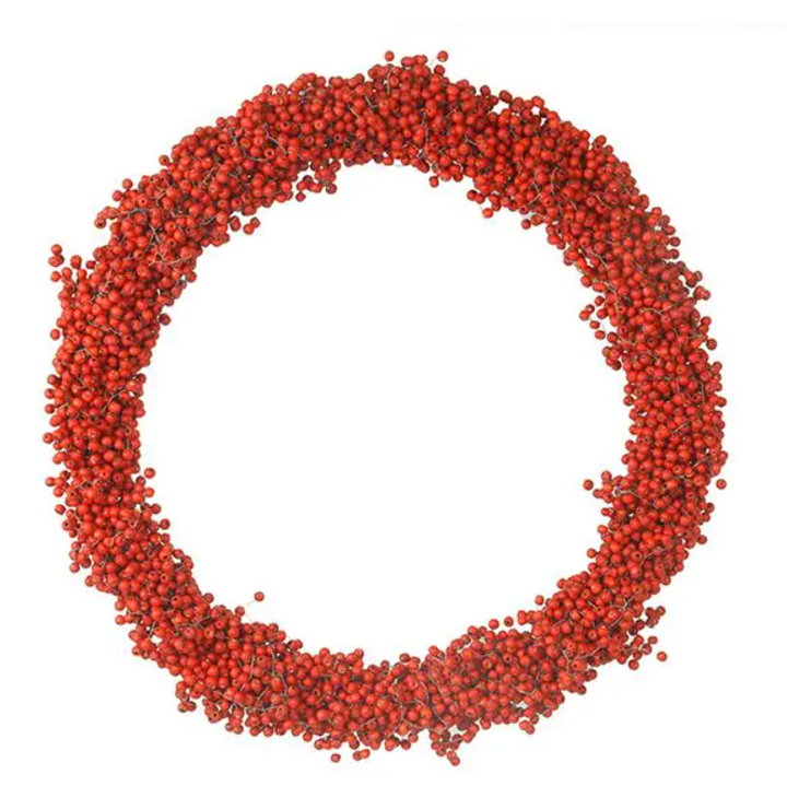 Red Wooden Bead Berry Wreath, 20"