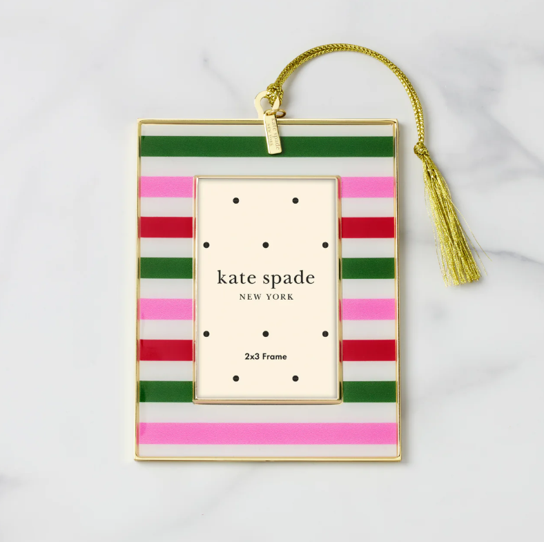 Stripe Be Jolly Frame Ornament