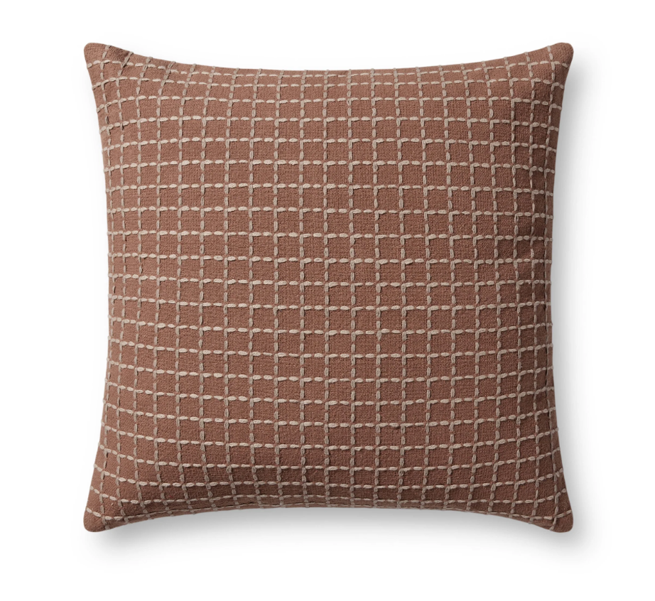 Rose/Blush Grid Pattern Pillow, 22" x 22"