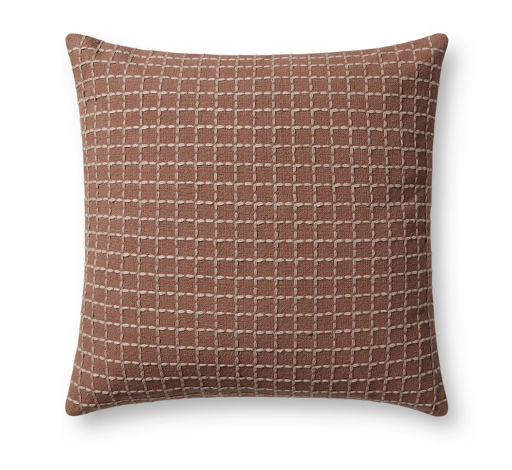 Rose/Blush Grid Pattern Pillow, 22" x 22"