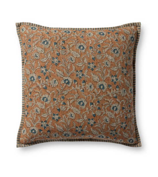 Peach Patterned Pillow, 18" x 18"