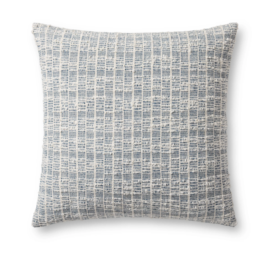 Blue/White Textured Pillow, 22" x 22"