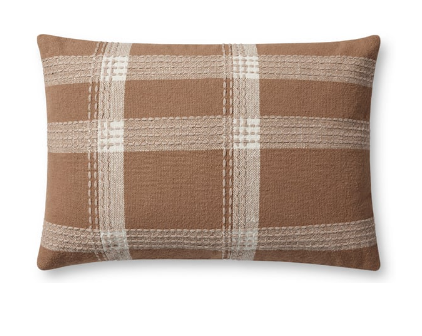 Rust Plaid Lumbar Pillow, 16" x 26"