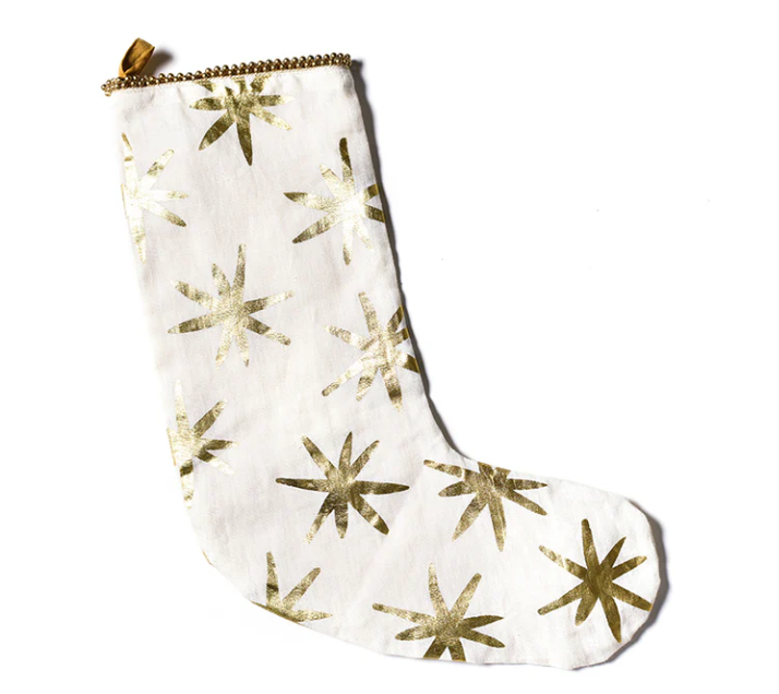Gold Star Stocking With Beaded Trim