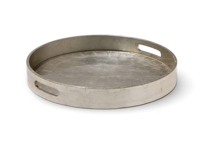 Champagne Silver Great House Round Foiled Tray