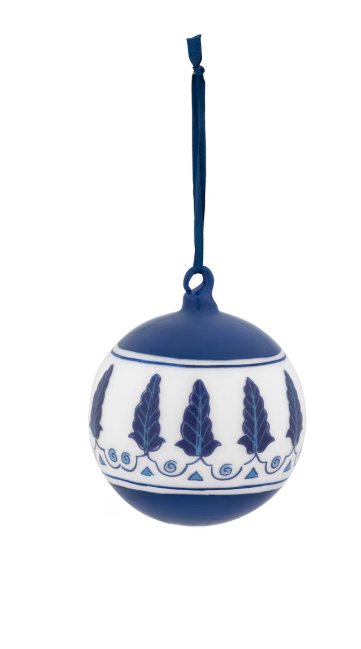 Chinoiserie Feathers Glass Ball Ornament