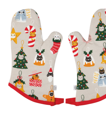 Bauble Cats Christmas Mitts, Set Of 2
