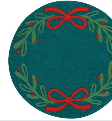 Mistletoe Christmas Felted Wool Placemat