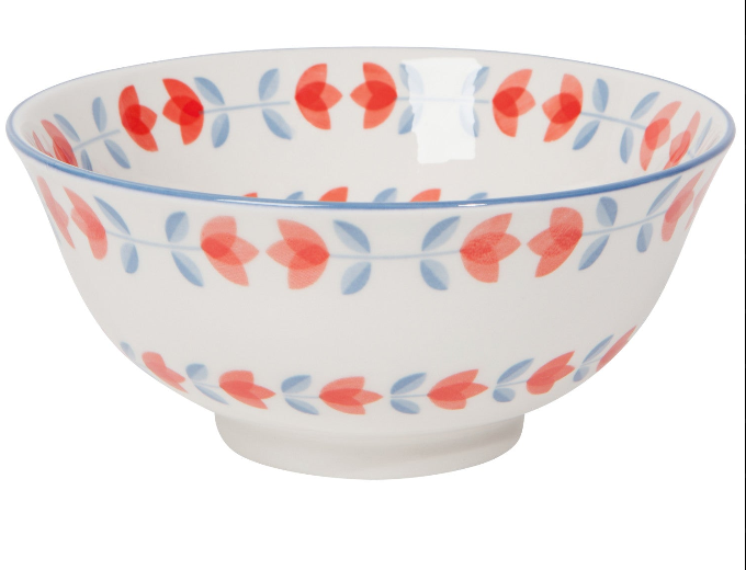 Red Tulip Stamped Bowl, 6"