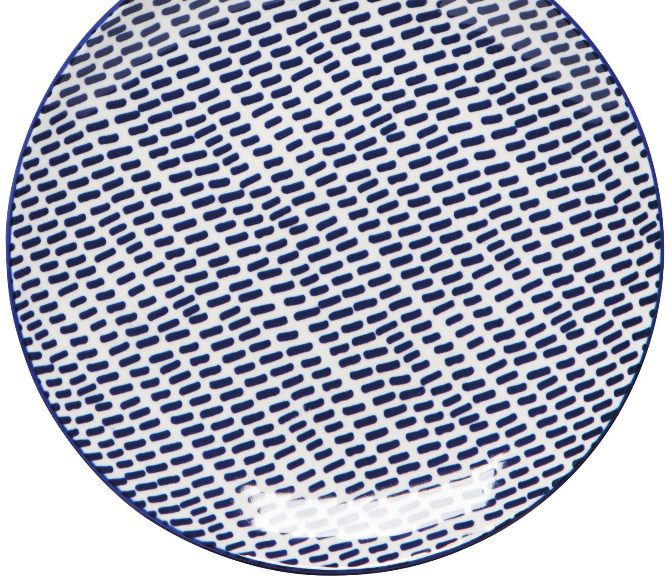Blue Dash Stamped Appetizer Plate, 6"