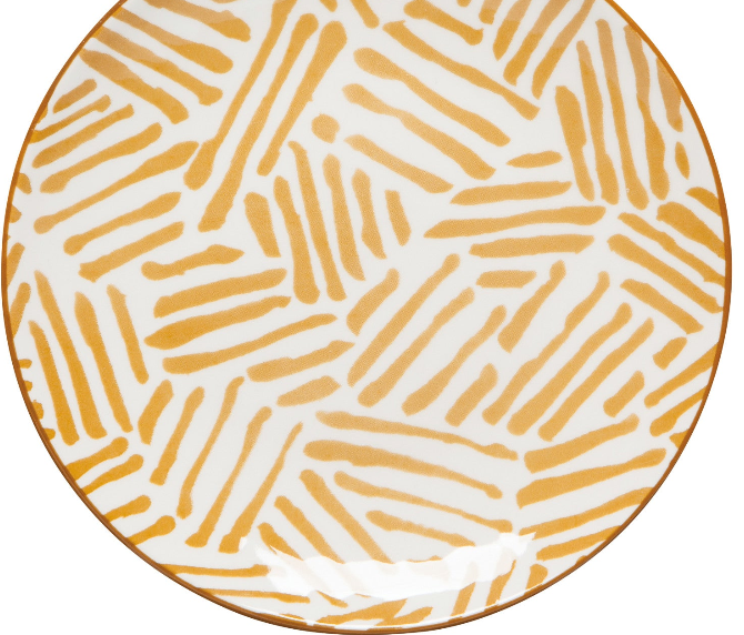 Ochre Lines Stamped Appetizer Plate, 6"