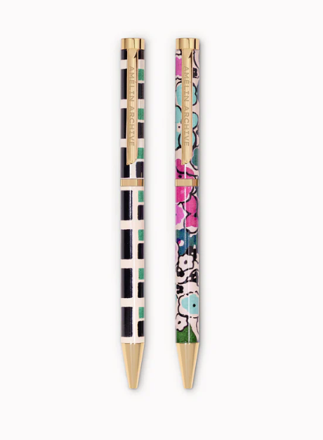 Florale & Squared Pen Set, Set Of 2