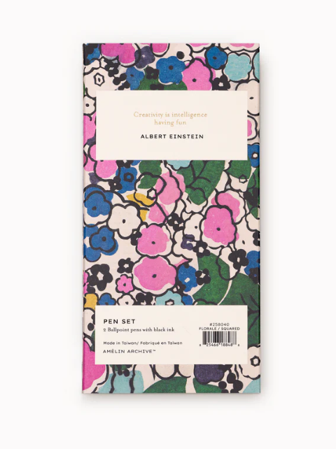 Florale & Squared Pen Set, Set Of 2
