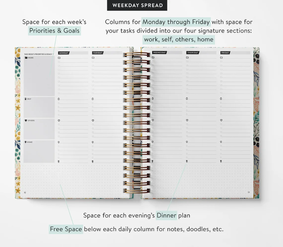 Fresh Blossoms Weekly Planner