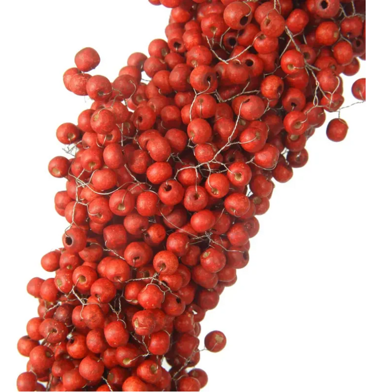 Red Wooden Bead Berry Wreath, 20"