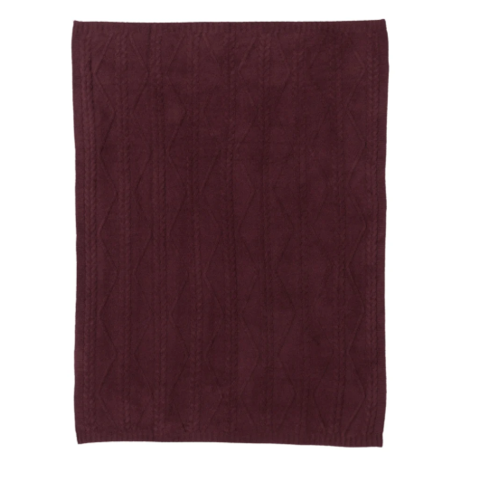 CozyChic Fisherman Cable Throw, Deep Aubergine