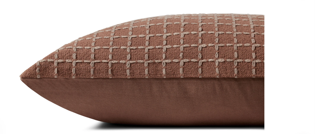 Rose/Blush Grid Pattern Pillow, 22" x 22"