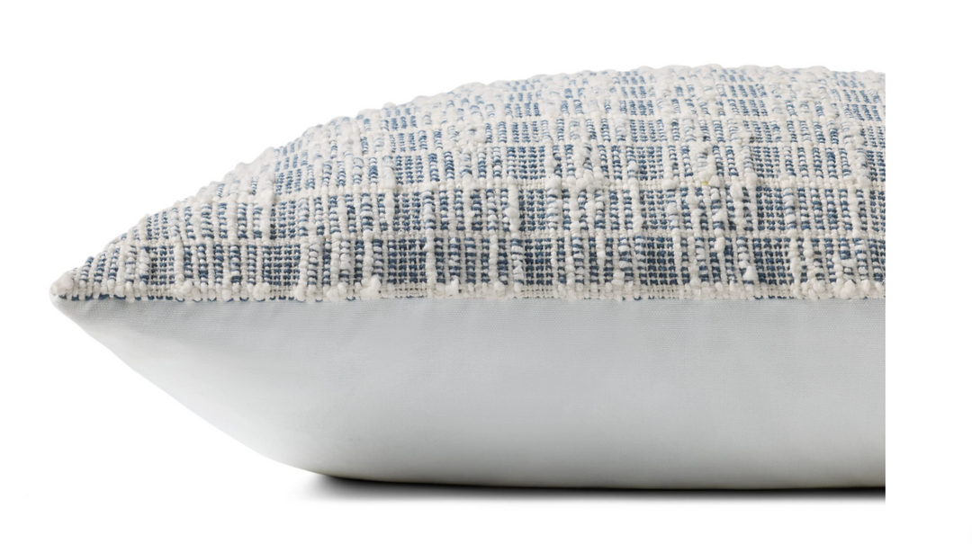Blue/White Textured Pillow, 22" x 22"