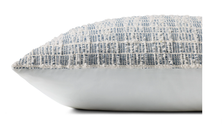 Blue/White Textured Pillow, 22" x 22"