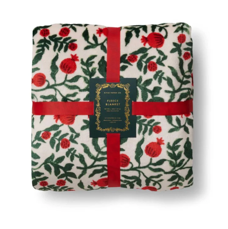 Christmastide Pomegranate Fleece Blanket