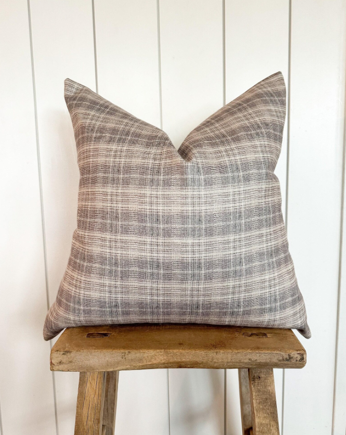 Neutral Plaid Pillow, 20" x 20"