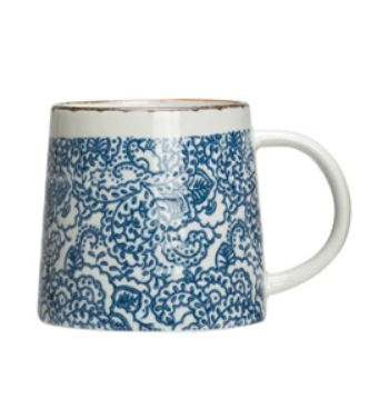 Hand-Stamped Stoneware Mug, 3 Styles