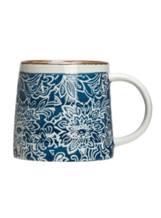 Hand-Stamped Stoneware Mug, 3 Styles