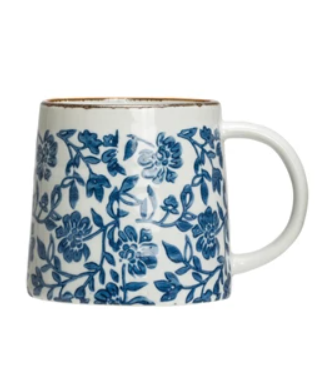 Hand-Stamped Stoneware Mug, 3 Styles