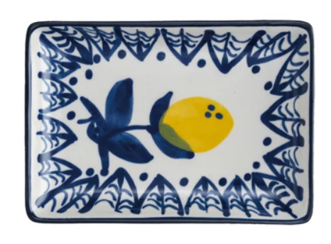 Hand-Painted Stoneware Plates With Lemons, 4 Styles