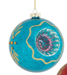 Red & Blue Glass Vintage-Style Reflector Ornaments