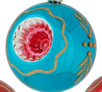 Red & Blue Glass Vintage-Style Reflector Ornaments