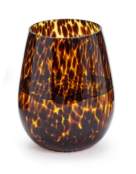 Tortoise Print Stemless Wine Glass
