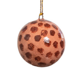 Hand-Painted Paper Mache Ball Ornament With Animal Print
