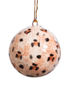 Hand-Painted Paper Mache Ball Ornament With Animal Print