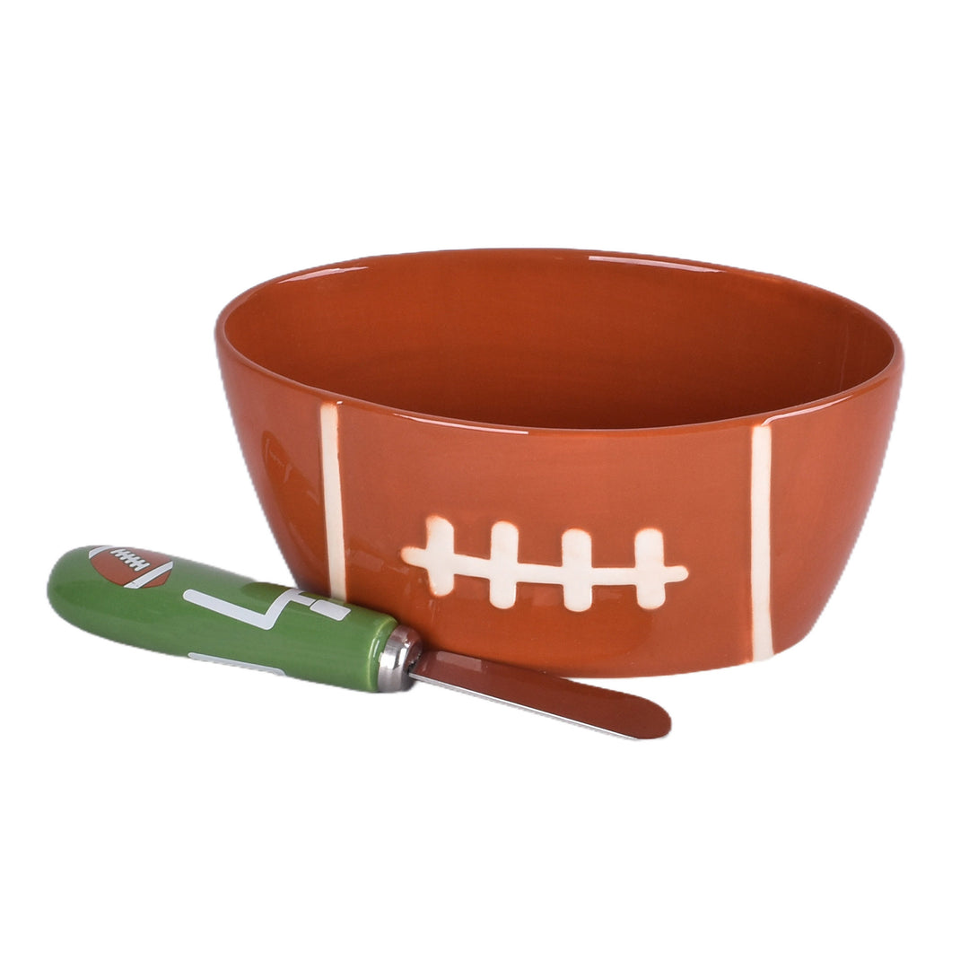 Football Shaped Ramekin & Spreader