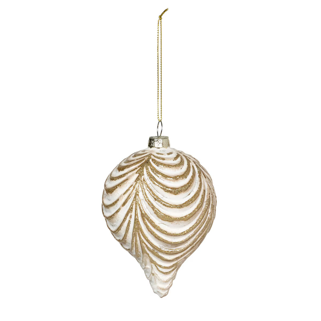 Drapery Glitter Pattern Glass Ornament