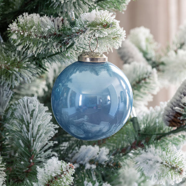 Antique Blue Luster Glass Ball Ornament