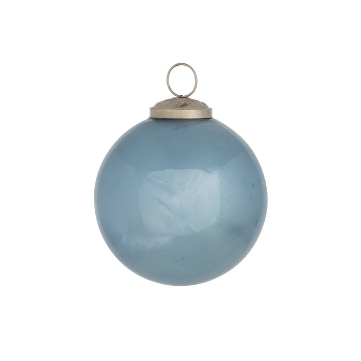 Antique Blue Luster Glass Ball Ornament
