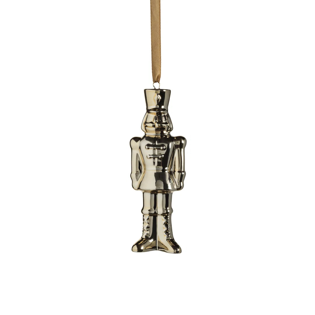 Gold Ceramic Nutcracker Ornament