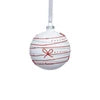 White With Red Ribbon Design Matte Glass Ornament, 4"