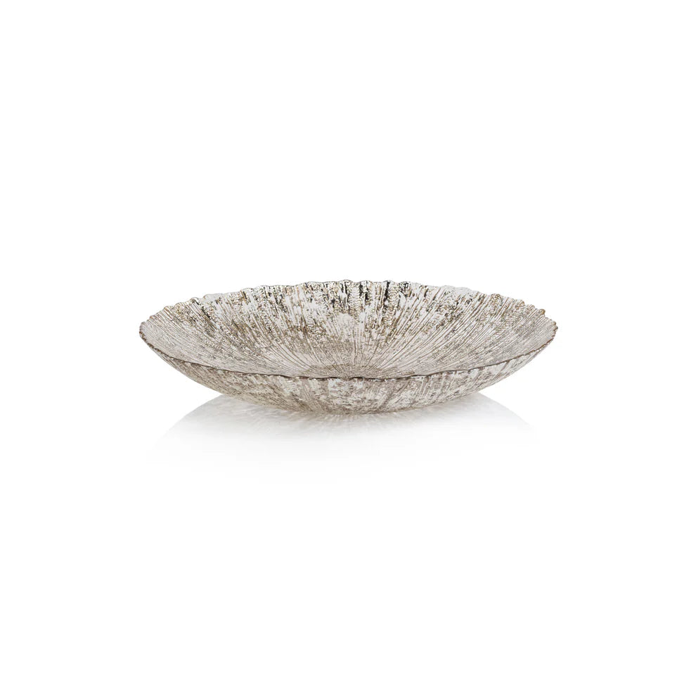 Golden Silver Luminara Fusion Glass Shallow Bowl