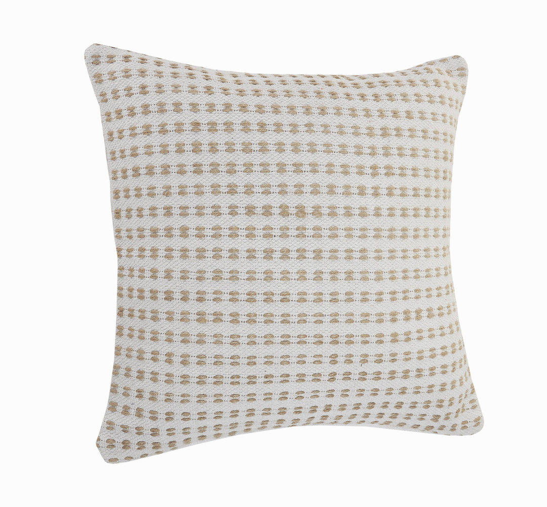 Ivory and Jute Interwoven Pillow, 20" x 20"