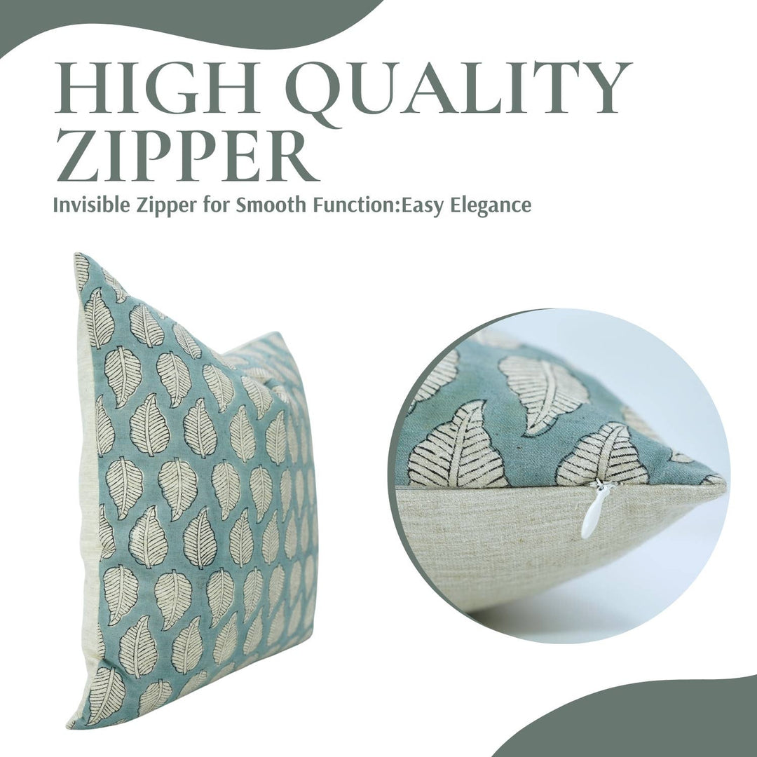 Floral Block Design Linen Blend Pillow, 20" x 20"