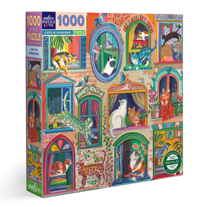 Cats In Windows Square Puzzle, 1000 Piece