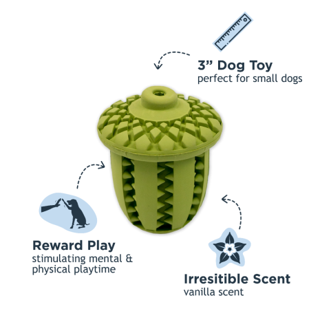 Natural Rubber Acorn Reward Dog Toy, 3"