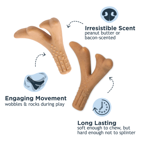 Antler Chew Dog Toy, Bacon Flavored