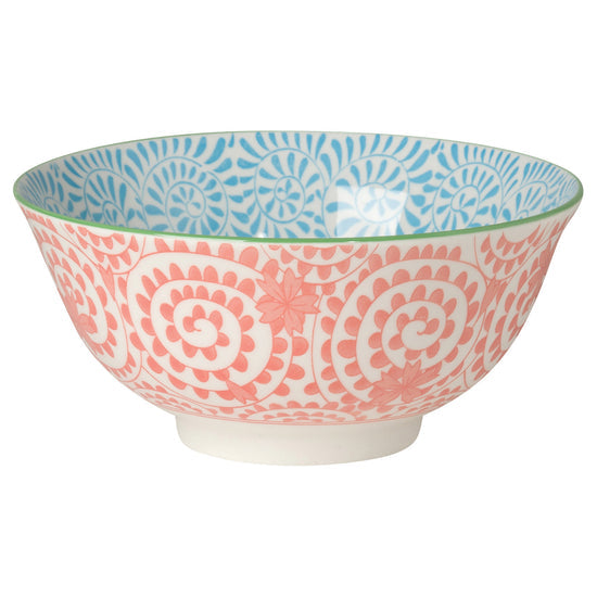 Orange & Blue Swirls Stamped Bowl, 6"