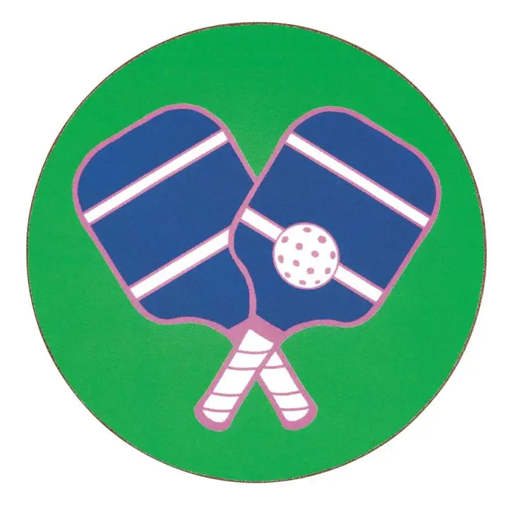 Pickleball Green Round Coasters, Set Of 4