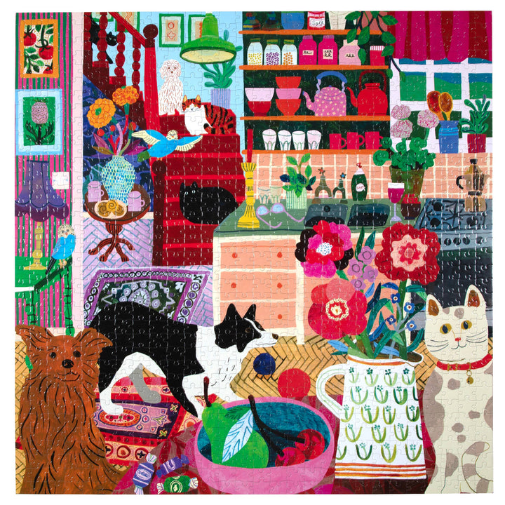 Pets in the Kitchen Square Puzzle, 1000 Pieces