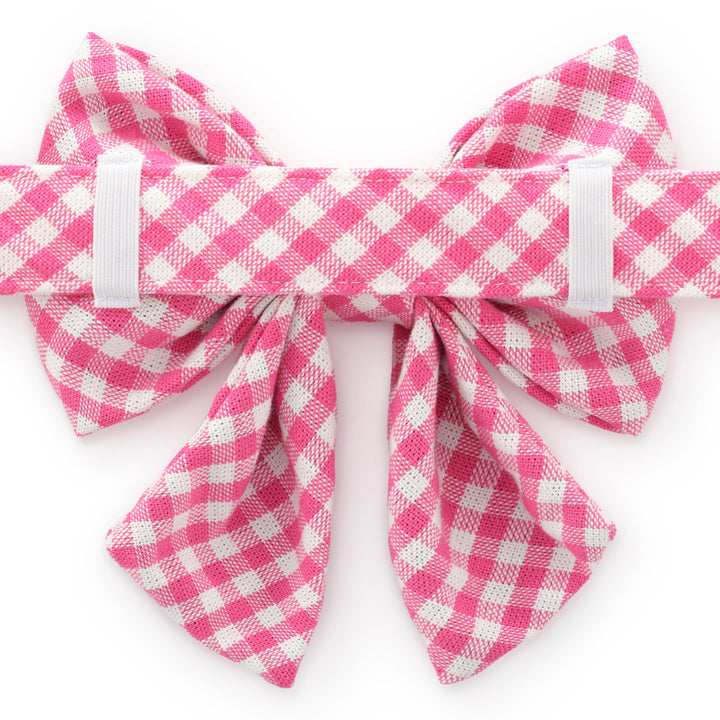 Hot Pink Gingham Lady Dog Bow: Small